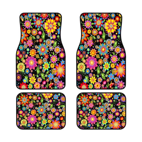 Colorful Floral Print Car Floor Mat Set
